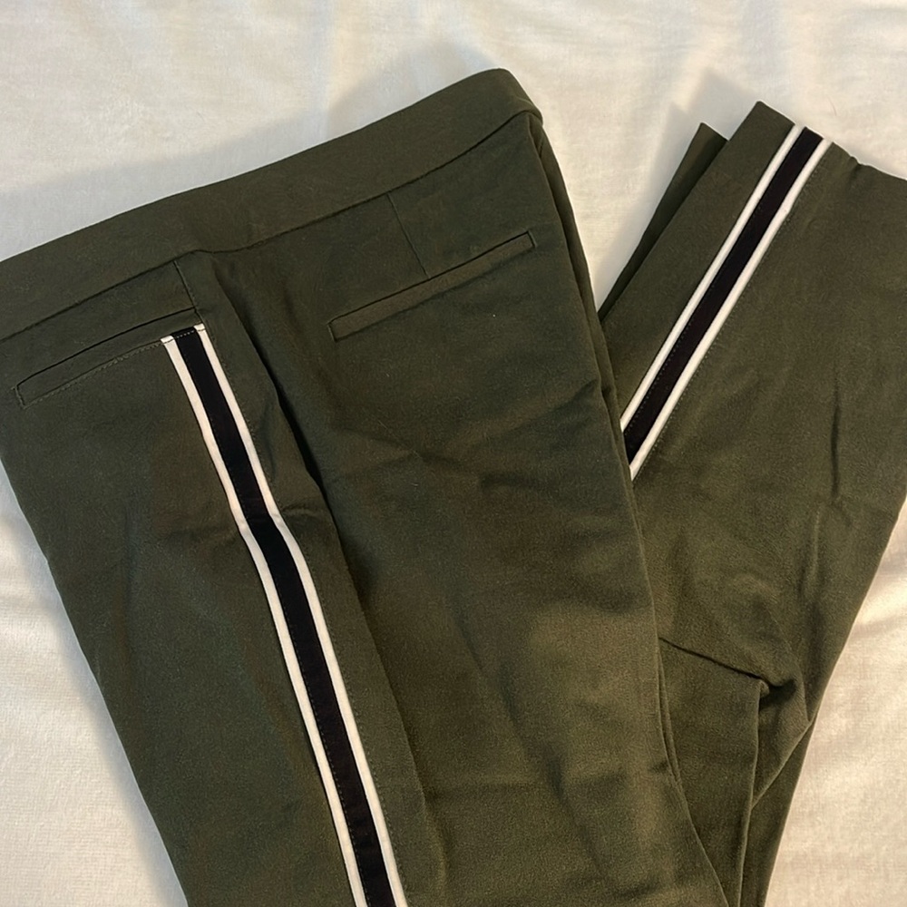 Banana Republic Olive Green Pants with Black and White Stripes